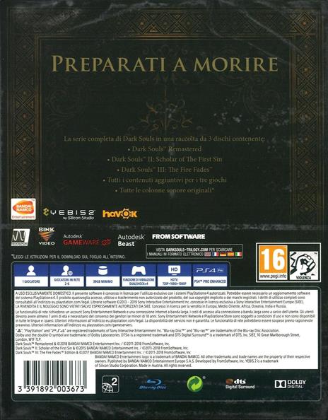 Dark Souls Trilogy - PlayStation 4 (Versione FR, Italiano incluso) - 2