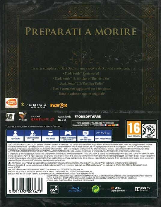 Dark Souls Trilogy - PlayStation 4 (Versione FR, Italiano incluso) - 2