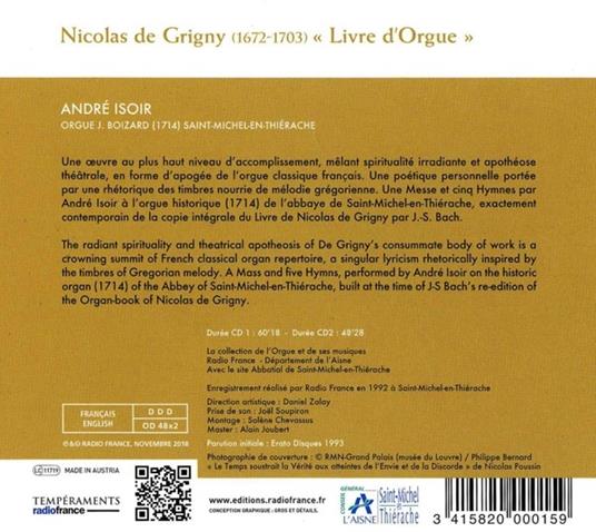Livre D'Orgue - CD Audio di Nicolas De Grigny - 2