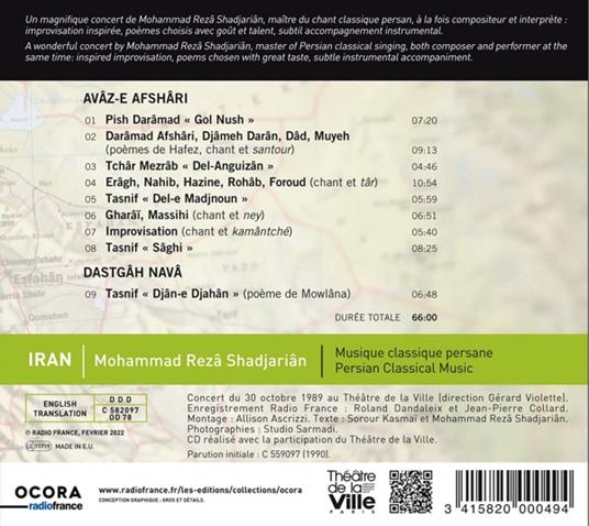 Iran. Persian Classical Music - CD Audio - 2