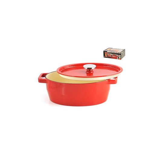 PIREX Casseruola ovale ghisa con coperchio cm33 rosso Pentole Cucina