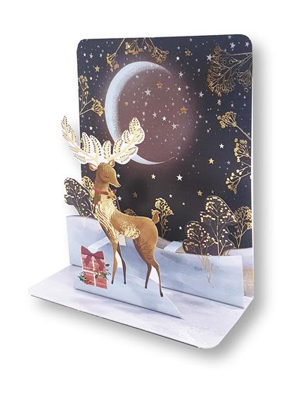 Biglietto Natale 3D Xmas Pop Up Deer And Presents