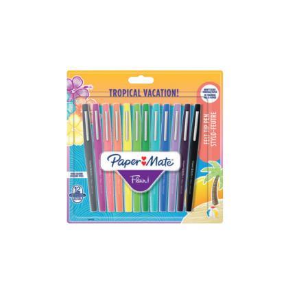 Penna Papermate Flair-Nylon Tropical Vacation Colori Assortiti - Blister da 12 - 2