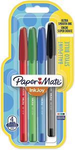 Papermate Inkjoy 100ST Penne a Sfera con Cappuccio, Punta Media da 1.0 mm, 4 Pezzi, Multicolore (Colori Classici Assortiti)