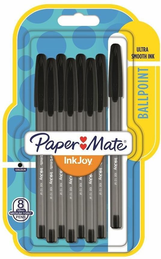 Penna a sfera Papermate Inkjoy 100 punta da 1,0 mm Nera - Blister da 8