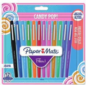 Penna Papermate Flair-Nylon Candy Pop Colori Assortiti - Blister da 12 - 2