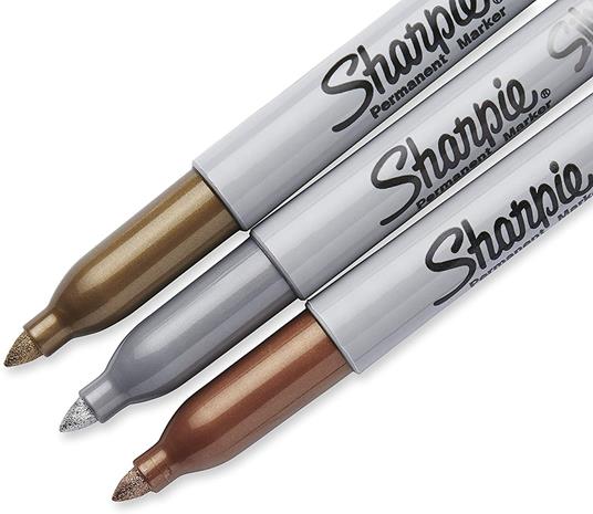 Pennarello indelebile Sharpie Metallic Colori Assortiti Oro, Argento, Bronzo - Blister da 3 - 2
