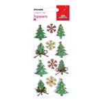 Adesivi natalizi in rilievo - alberi di Natale e fiocchi di neve con glitter