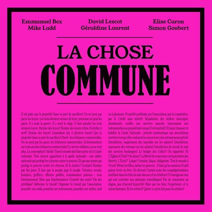 La chose commune - CD Audio di Emmanuel Bex