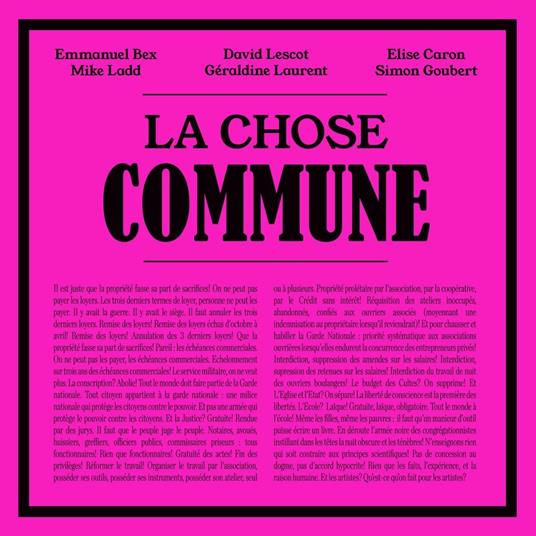 La chose commune - CD Audio di Emmanuel Bex