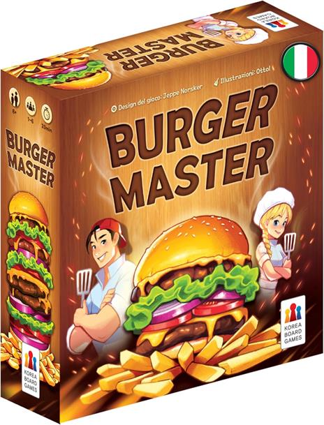 Asmodee Burger Master – Gioco da Tavolo di Destrezza e Velocità, Sfida in Tempo Reale per Famiglie e Amici, 2-6 Giocatori