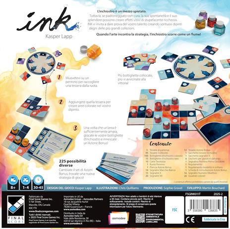 Asmodee - Ink, Gioco da Tavolo per Famiglia e Amici, Gioco di Strategia e Competitivo, 1-4 Giocatori, 8+ Anni, 45 min - 2