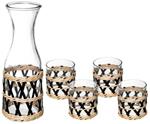 Set Brocca da 1L e 4 Bicchieri in Vetro Decorato