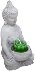 Porta Candela a forma di Buddha in Cemento 15cm