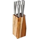 Portacoltelli in legno Secret de Gourmet, set compatto con 5 coltelli in acciaio inox