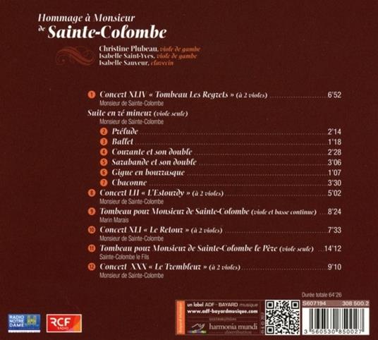 Plubeau And Saint-Yves - Tribute To Mr. Ste Colombe - CD Audio - 2