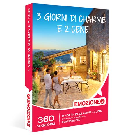 EMOZIONE3 - 3 giorni di charme e 2 cene - Cofanetto regalo - 2 notti, 2 colazioni e 2 cene per 2 persone