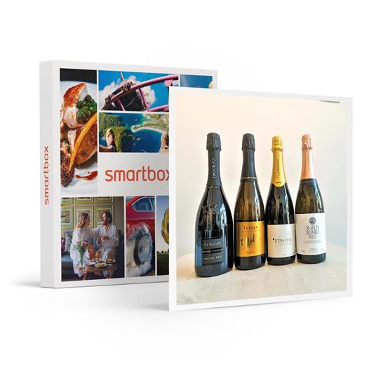 SMARTBOX - Bollicine di felicità: 4 bottiglie di Spumante Metodo Classico con consegna a domicilio - Cofanetto regalo