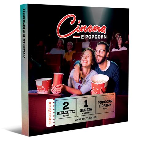 SMARTBOX - Cinema e popcorn - Cofanetto regalo - 2 biglietti d''ingresso, popcorn e bevanda per 2 persone