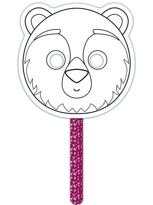 Maschera su stecco Orso da colorare 21 x 21cm