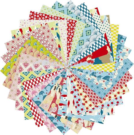 Avenue Mandarine-Un Pacchetto di 60 Origami 20 x 20 cm, 70 g (30 Motivi x 2 Fogli) e Un Foglio di Adesivi Inclusi, Nippon Consumabili, Colore, OR514C - 2