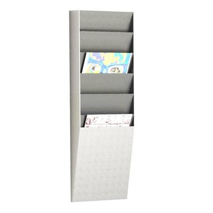 Portadocumenti e riviste a muro Paperflow 6 scomparti A4 23,6×8,3×71,2 cm grigio chiaro – K500004