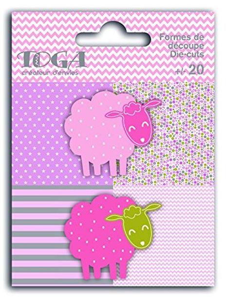 Toga fpd78 Nascita – Set di 20 Forme Tagliate Die-Cuts Carta Rosa/Verde 8,5 x 15,5 x 1 cm - 2