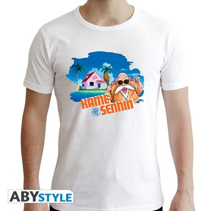 T-Shirt Unisex Tg. M Dragon Ball: Dbz/ Master Roshi White New Fit