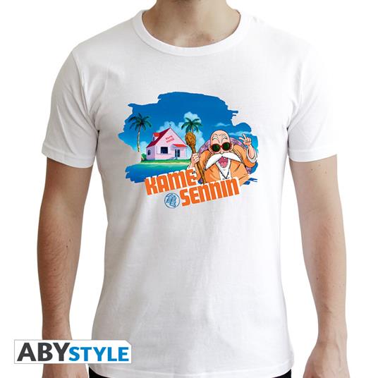 T-Shirt Unisex Tg. M Dragon Ball: Dbz/ Master Roshi White New Fit