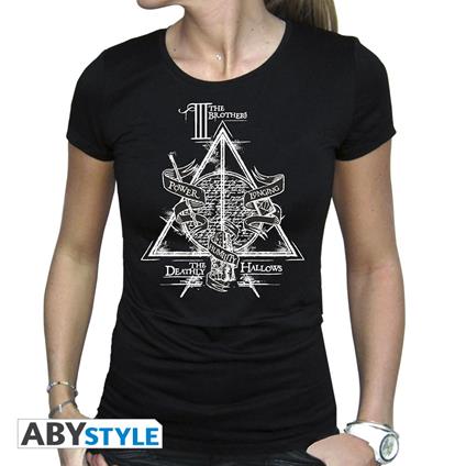 T-Shirt Donna Tg. XL. Harry Potter: Deathly Hallows Black Basic