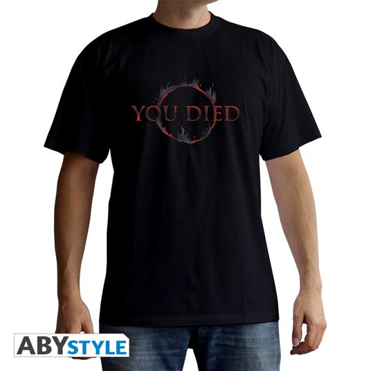 T-Shirt Unisex Tg. S. Dark Souls: You Died Black Basic