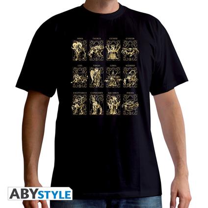 T-Shirt Unisex Tg. L. Saint Seiya: 12 Golden Saints Black