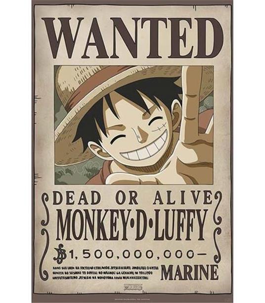 One Piece - Luffy Rufy Rubber - Wanted - Poster - Wallpaper - Abystyle - Ufficiale - 91,5 X 61 Cm - Carta Laminata 170 Gr - 2
