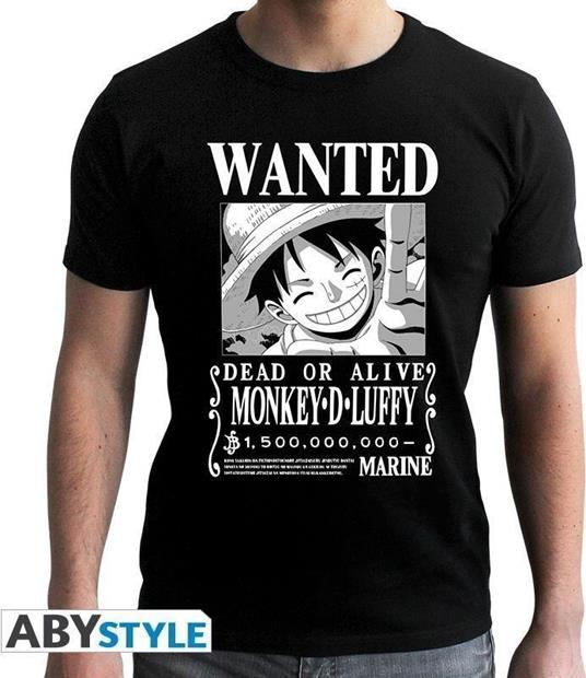 One Piece: Wanted Luffy Black New Fit (T-Shirt Unisex Tg. 2XL)