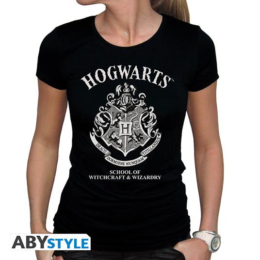 Harry Potter - Tshirt "Hogwarts" Woman Ss Black - Basic