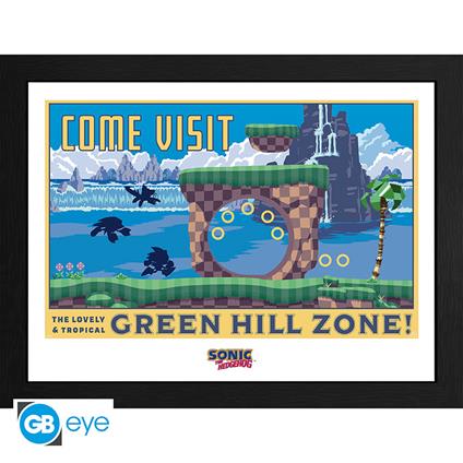 Sega: GB Eye - Sonic - Green Hill Zone (Stampa In Cornice 30X40 Cm)