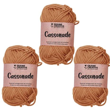 3 filati di cotone per uncinetto 55 m - caramello
