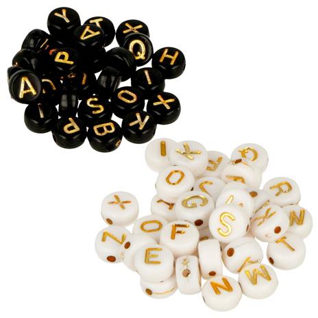 Set di perline alfabetiche bianche e nere