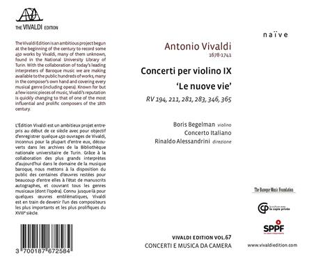 Concerti per violino IX Le nuove vie - CD Audio di Antonio Vivaldi,Rinaldo Alessandrini,Concerto Italiano,Boris Begelman - 2