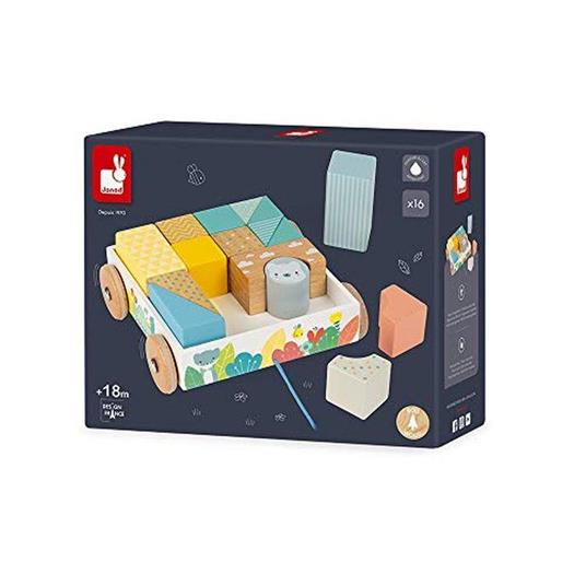 Janod Carrito con Cubos para Pasear Pure (Madera), Multicolore, J05152 - 3