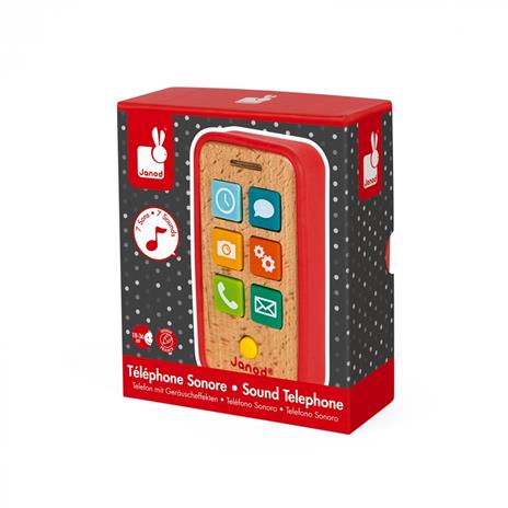 Janod Telefono sonoro per bambini (in legno), gioco di imitazione, per bambini dai 18 mesi in su, J05334 - 7