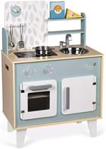 Janod, Cucina Giocattolo Plume, Mini Cucina per Bambini, in Legno, con Forno, Lavello Inox, Armadietto, Pulsanti e Orologio, Cucina, in Legno, con 5 Accessori, Da 3 a 8 Anni, J06608