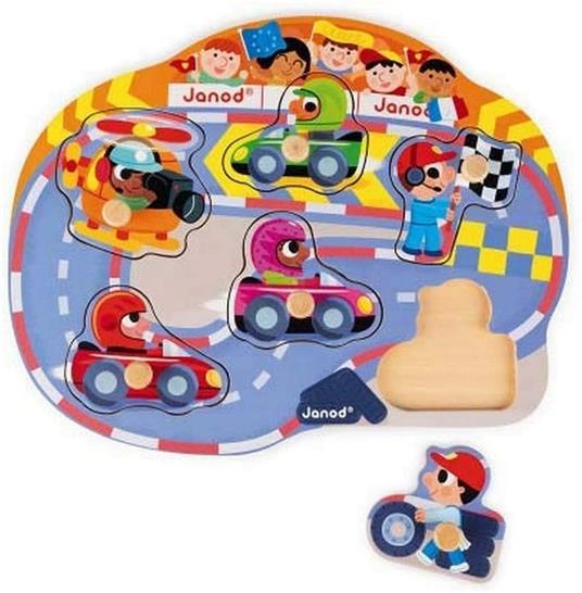 Janod J07100 - Happy Racing Puzzle 6 Pz