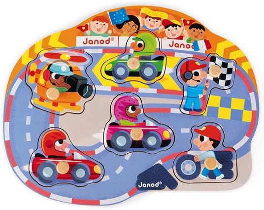 Janod J07100 - Happy Racing Puzzle 6 Pz - 4