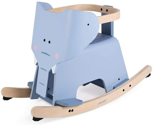 Janod, Elefante Basculante, in Legno, Giocattolo Didattico Prima Infanzia, per L'Equilibrio, Sistema Anti, Basculante, Poggiapiedi, Sella Rimovibile e Arco di Sicurezza, A Partire da 1 Anno, J08024 - 6