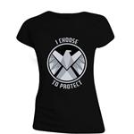T-Shirt Donna Tg. M S.H.I.E.L.D.. I Choose To Protect Black