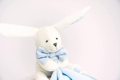 Doudou et Compagnie - Scatola con fiori e pupazzetto a forma di coniglio con fazzoletto di peluche, blu cielo, Codice dell'Articolo: DC3338 - 2