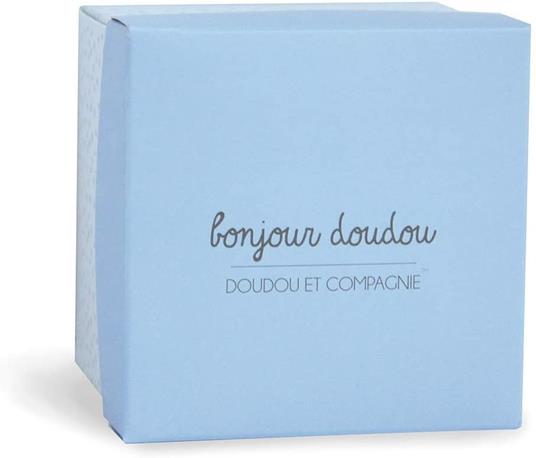 Doudou et Compagnie - Scatola con fiori e pupazzetto a forma di coniglio con fazzoletto di peluche, blu cielo, Codice dell'Articolo: DC3338 - 3