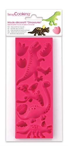 ScrapCooking 3449 Dinosauri Stampo Pasta Silicone Rosa 21,7 x 9,5 x 0,8 cm