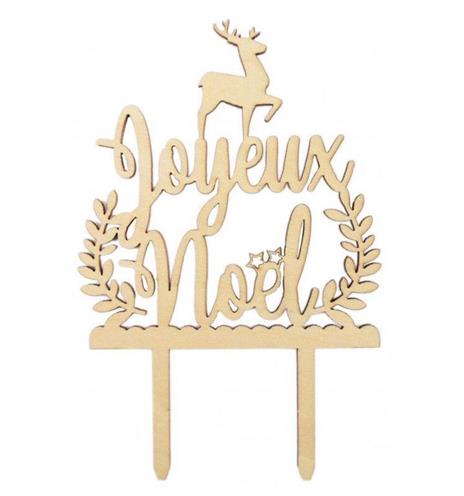 Cake topper in legno - Joyeux Noël in francese) - 2
